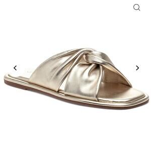 J/Slides Yaya Leather Sandal, Metallic gold 8